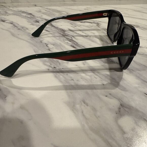 Gucci GG0340S 006 BLACK FRONT GREEN/RED STRIPE Sunglasses 58/17/150 - Picture 3 of 8